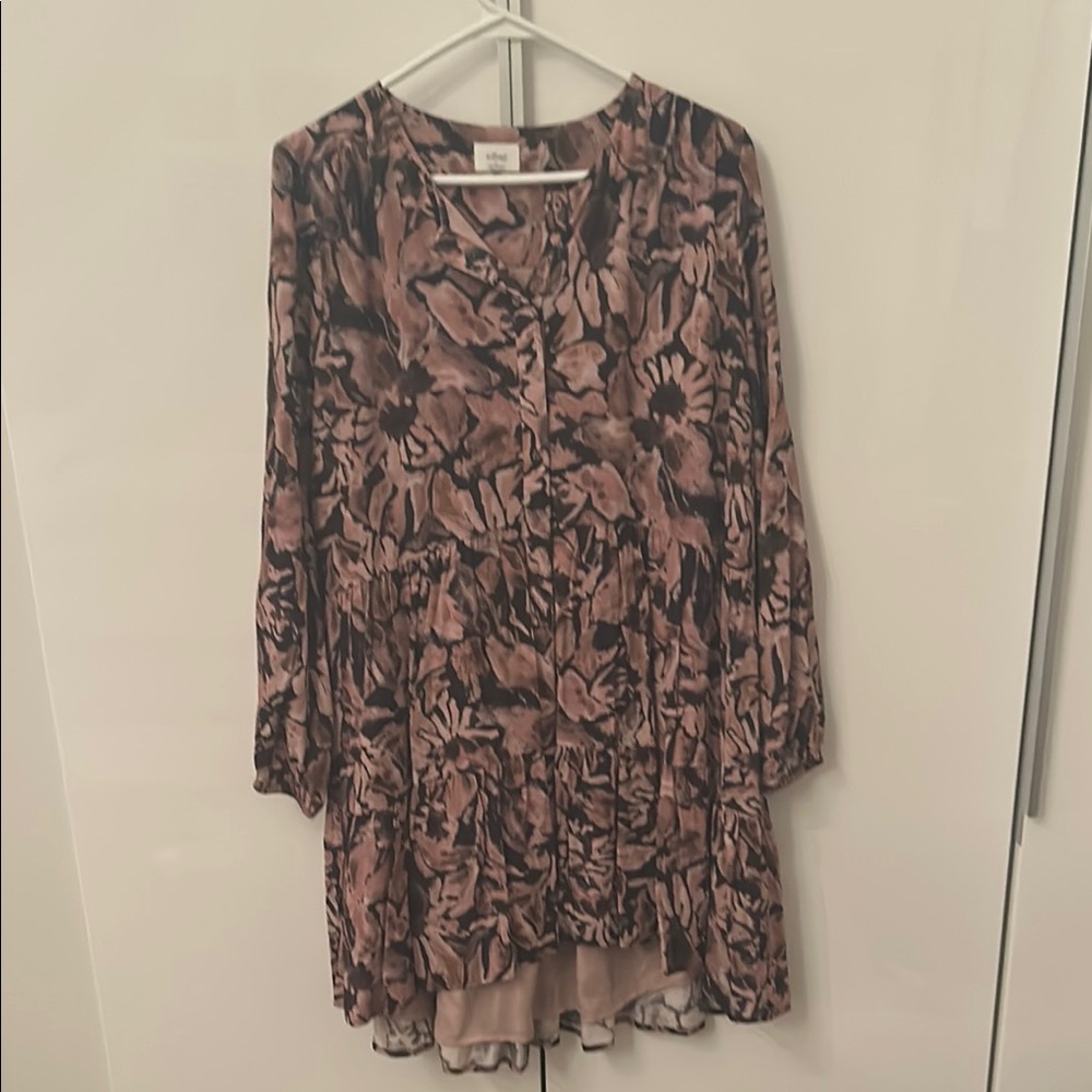 Floral Print Long Sleeve Women's Mini Dress